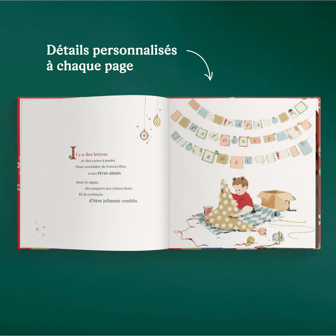 Une page intérieure du livre personnalisé - Notre premier Noël avec toi