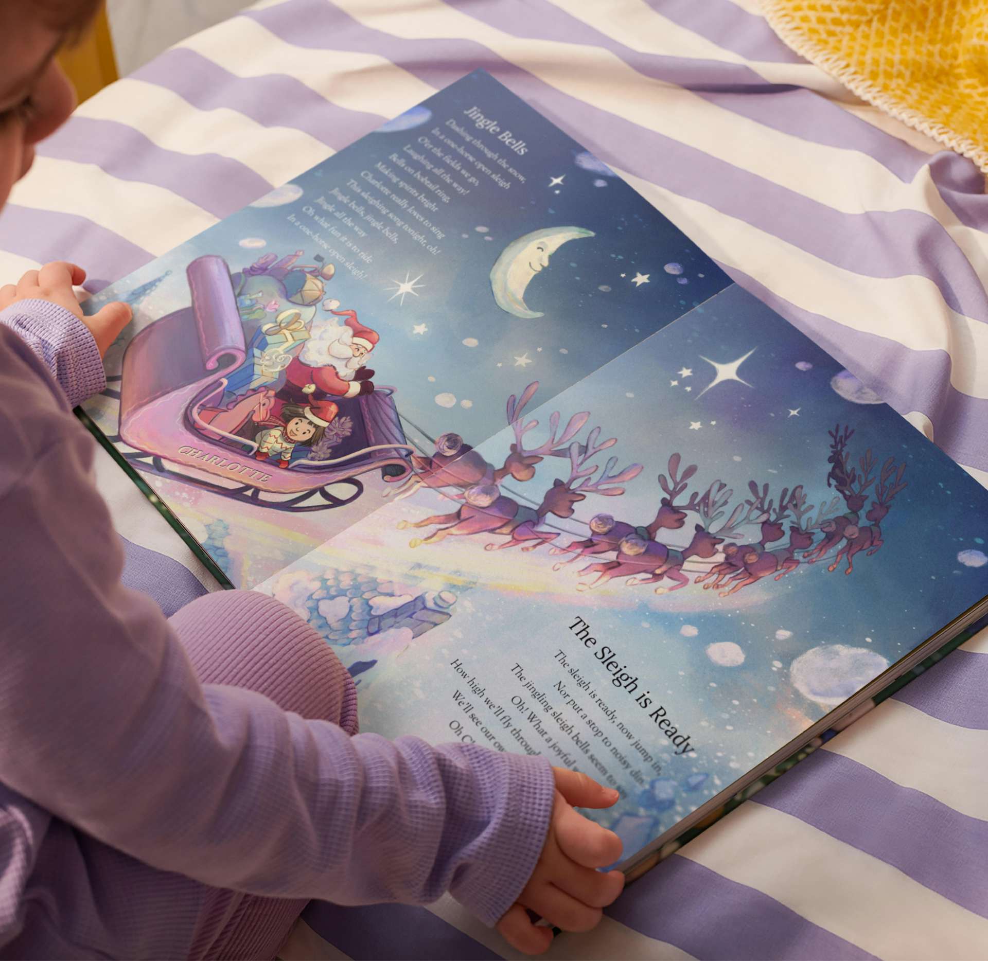 child reading nursery rhymes christmas