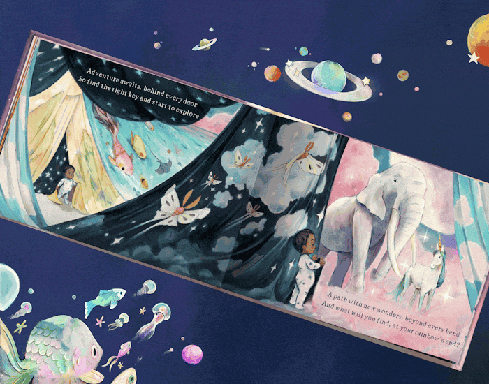 Different personalizations shown inside the book