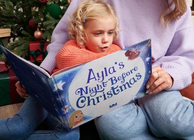 girl reading Your Night before Christmas
