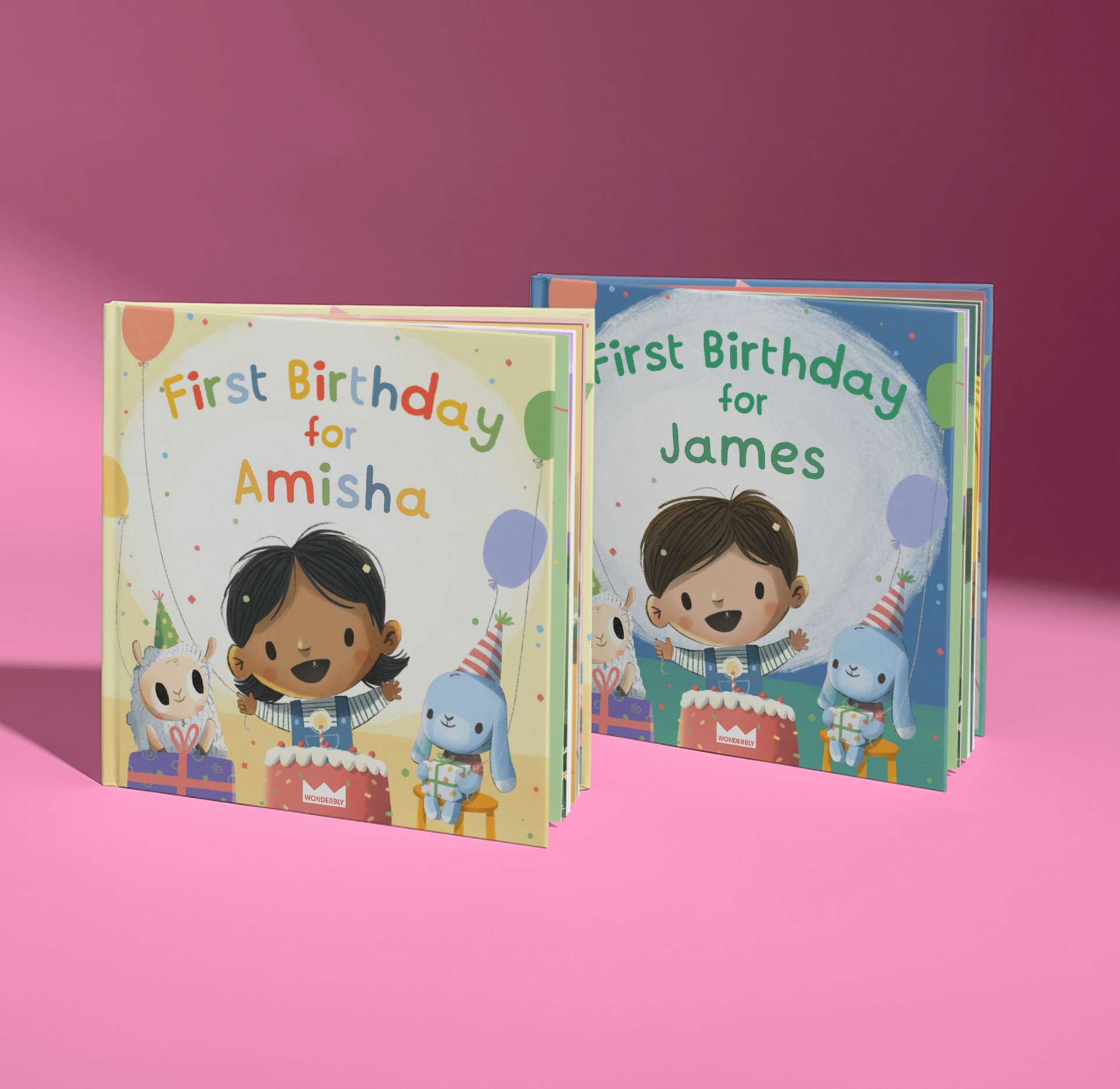 two personalised birthday books