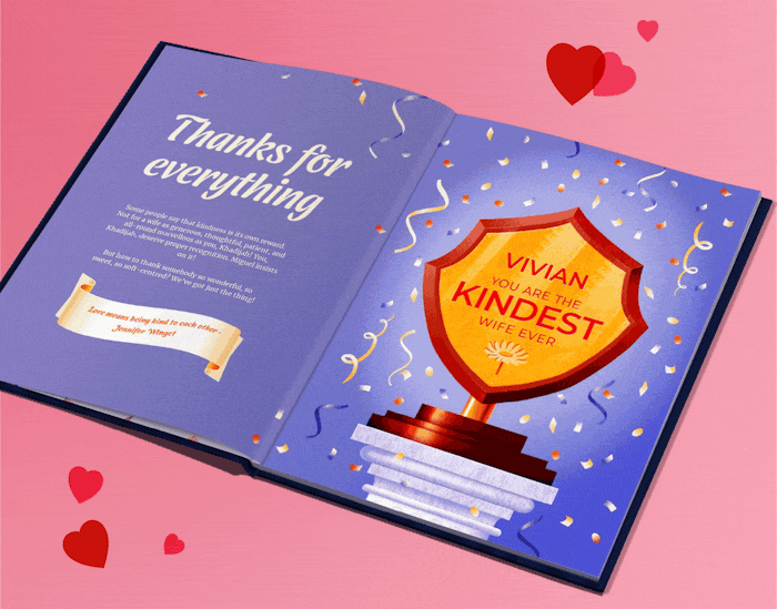 GIF of spreads in personalised grown up books