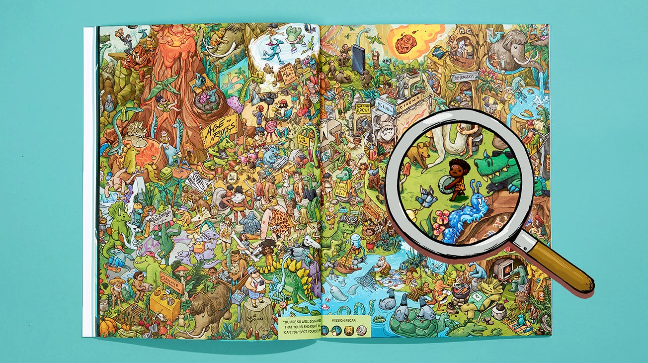Magnified Inside Spread of Where Are You...? The Journey Through Time
