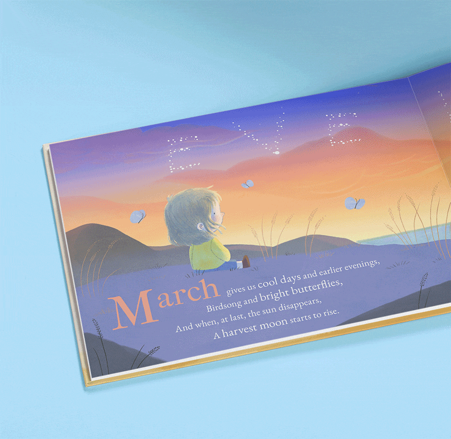 Gif showing inside spreads of Month's Child book