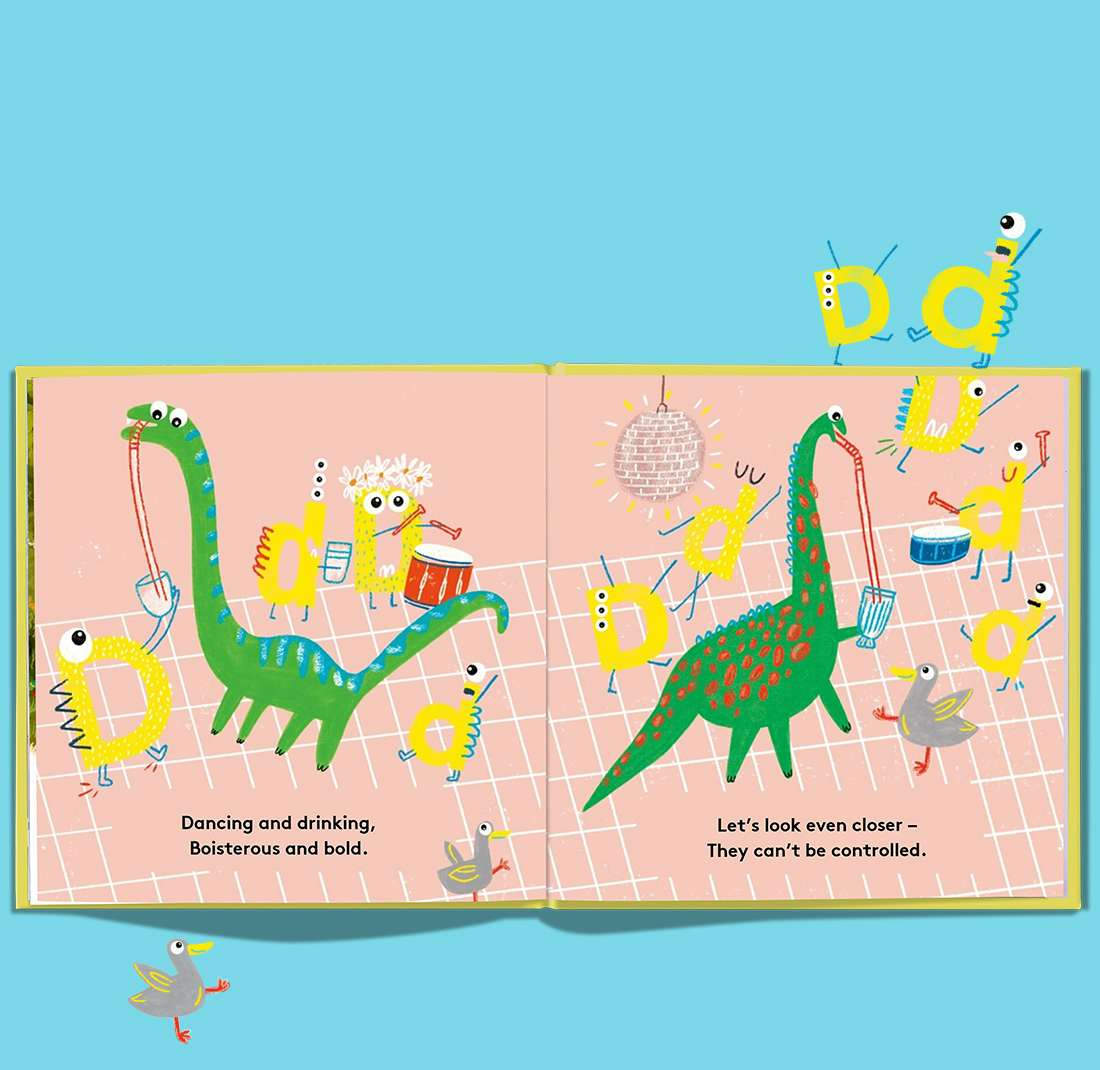 Dinosaur illustrations in the book