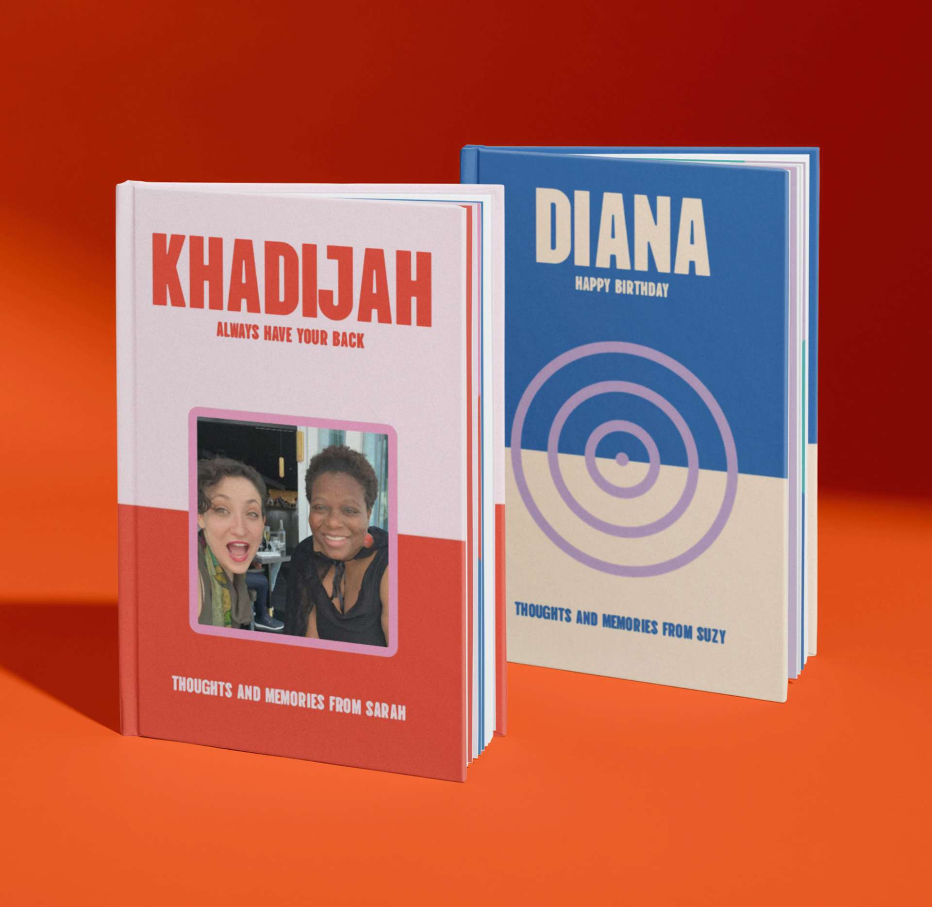 Two personalised friendship book covers