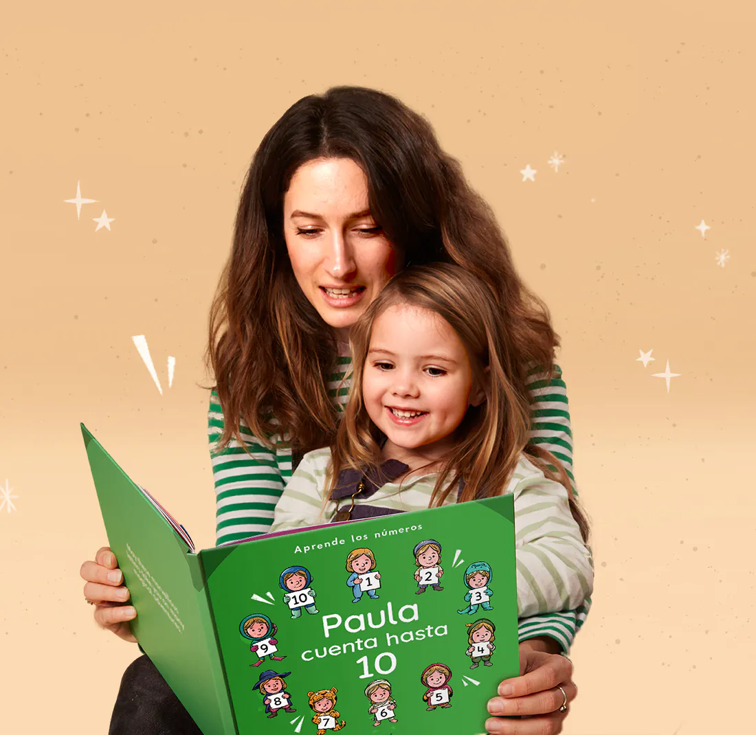 Un adulto y un peque leyendo Cuenta hasta 10 juntos