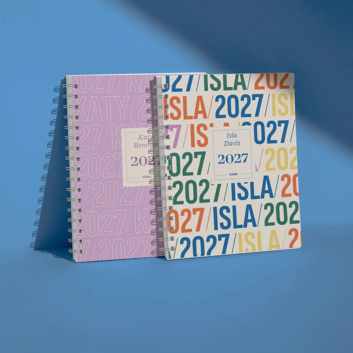 Two personalised journal covers