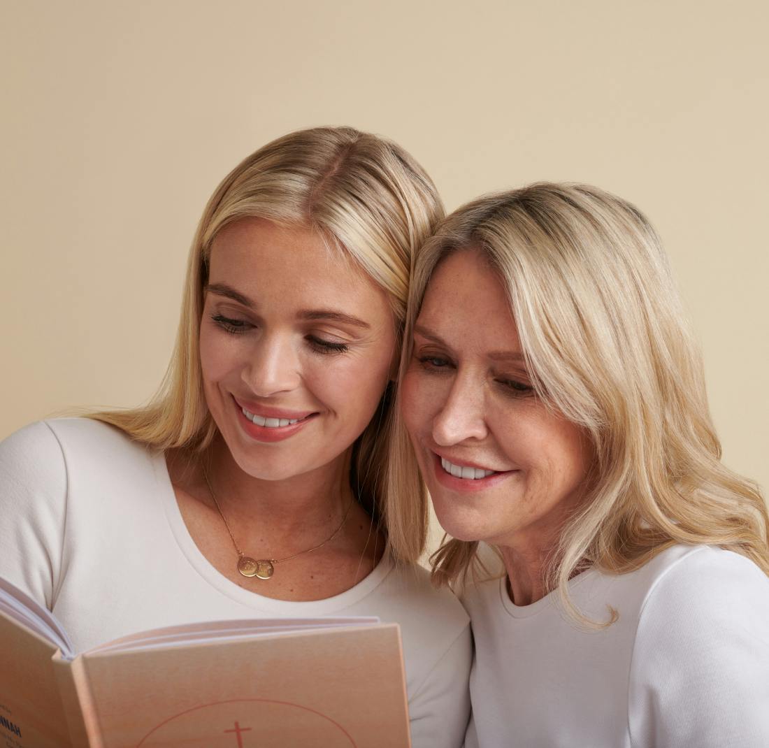 mother and daughter reading the With All My Heart Personalized Christian devotional book