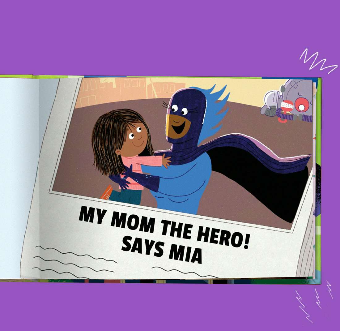 Spread of mom and child in My Mommy The Superhero