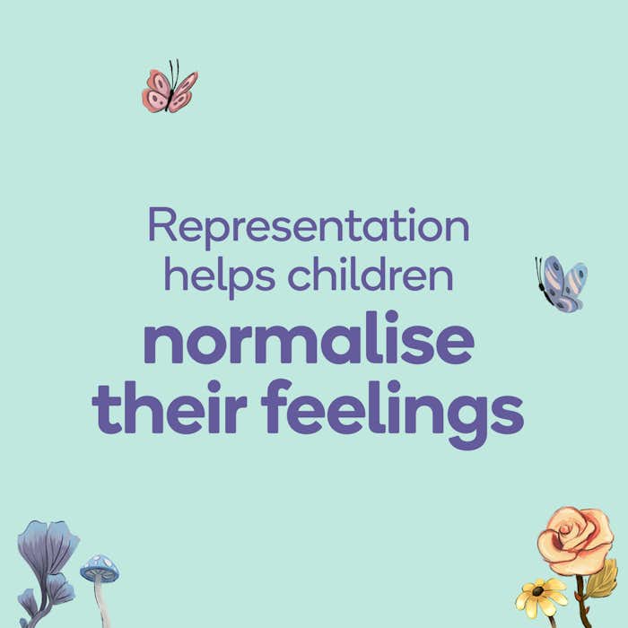 text reads "Representation helps children normalise their feelings"