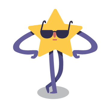 Ikon "5 stjerner" - illustration af stjerne med solbriller Værdiikon