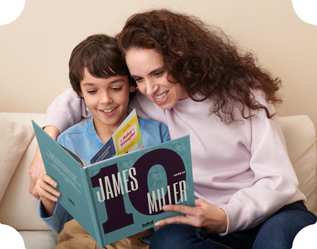 A child and mother reading the personalised book