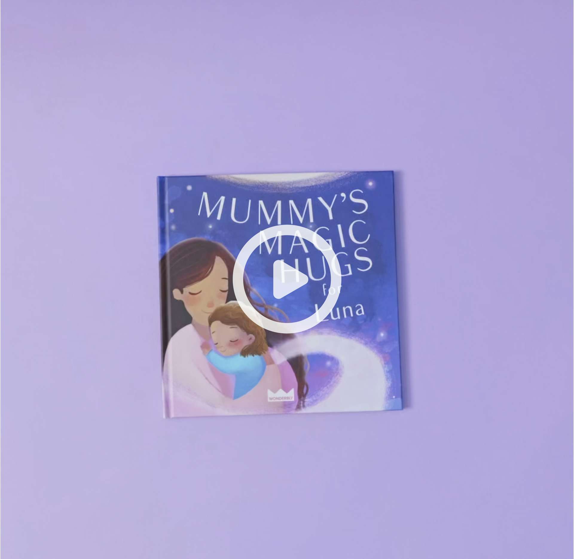 mummy's magic hugs book with 'play' icon