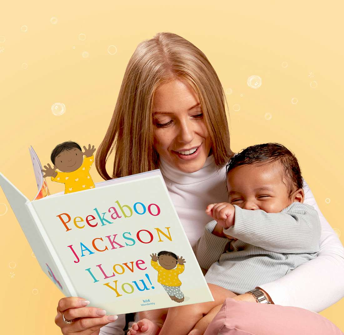 Mother and son reading Peekaboo, I Love You together
