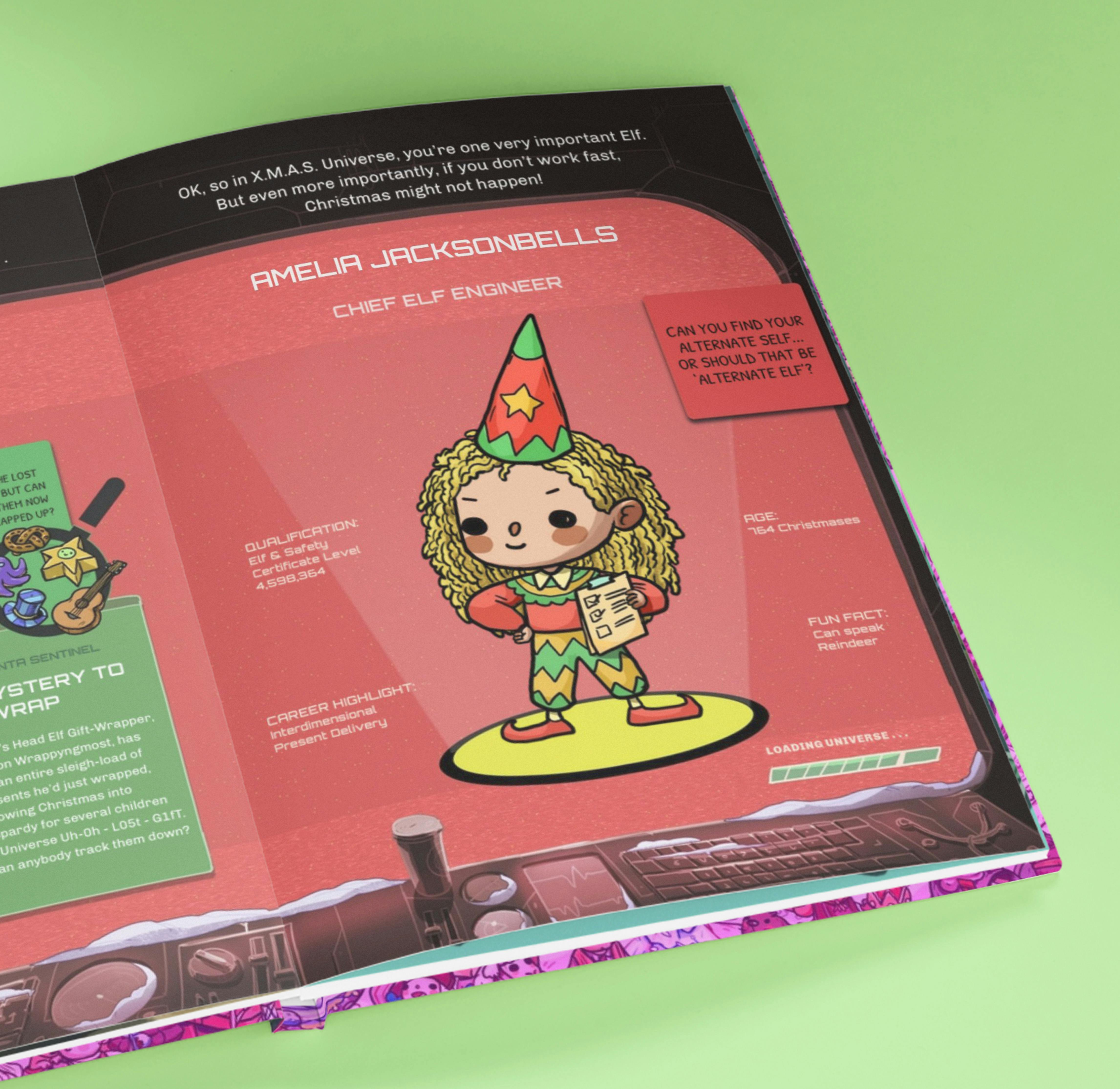 Page showing personalised child as an elf