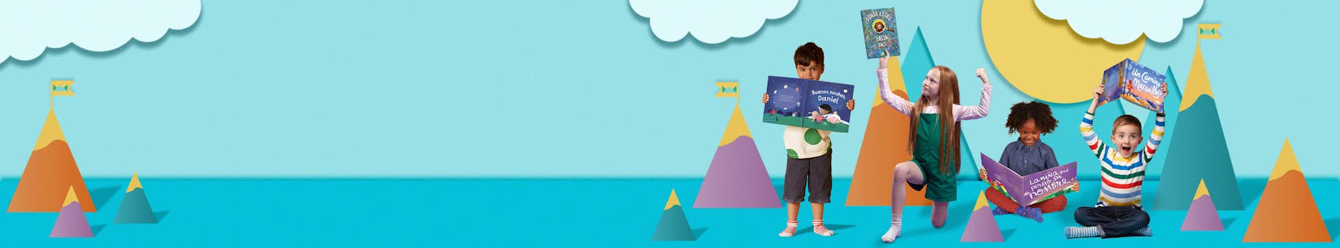 niños con los libros de Wonderbly