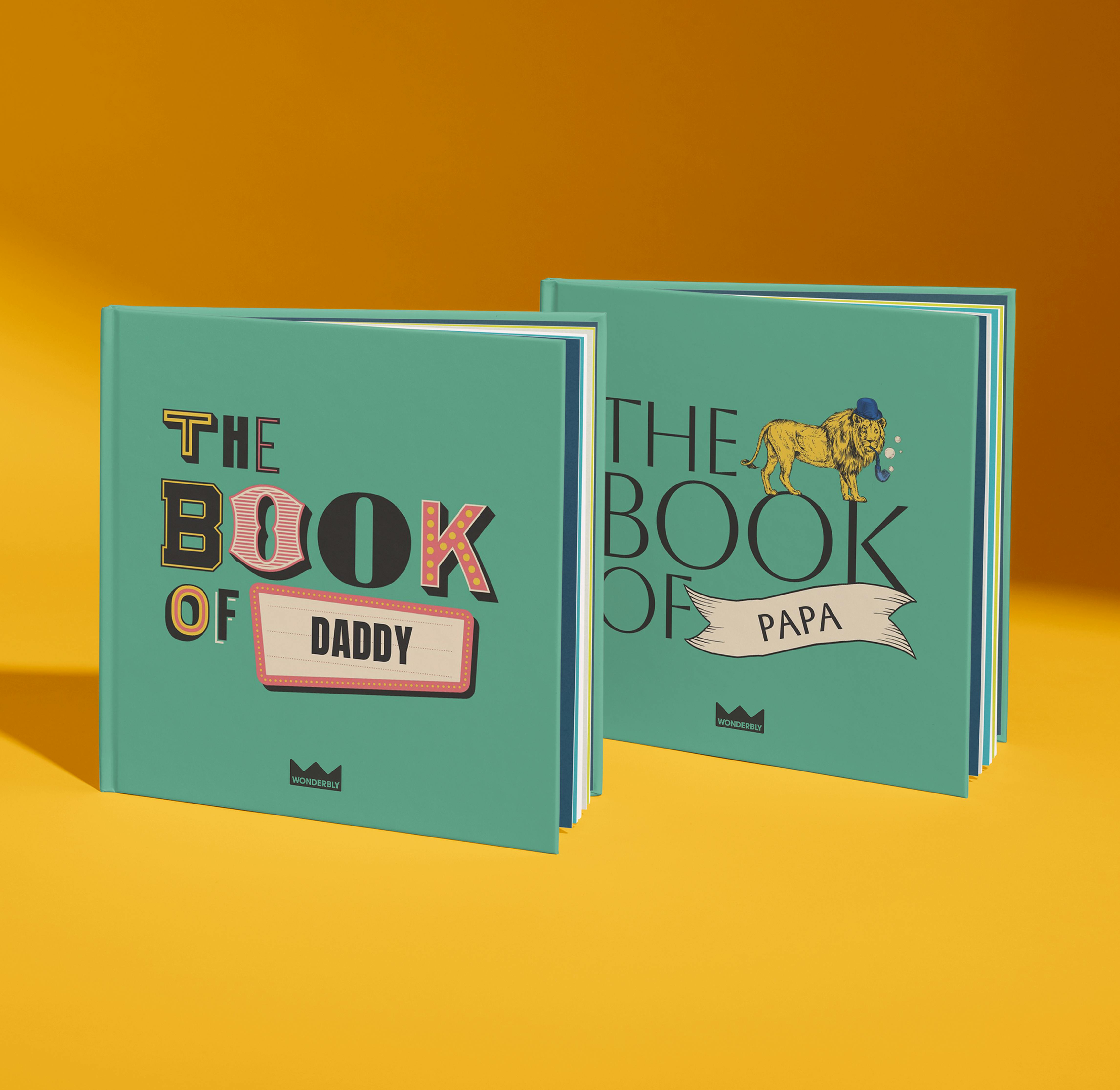 Two different examples of the personalised book of dad