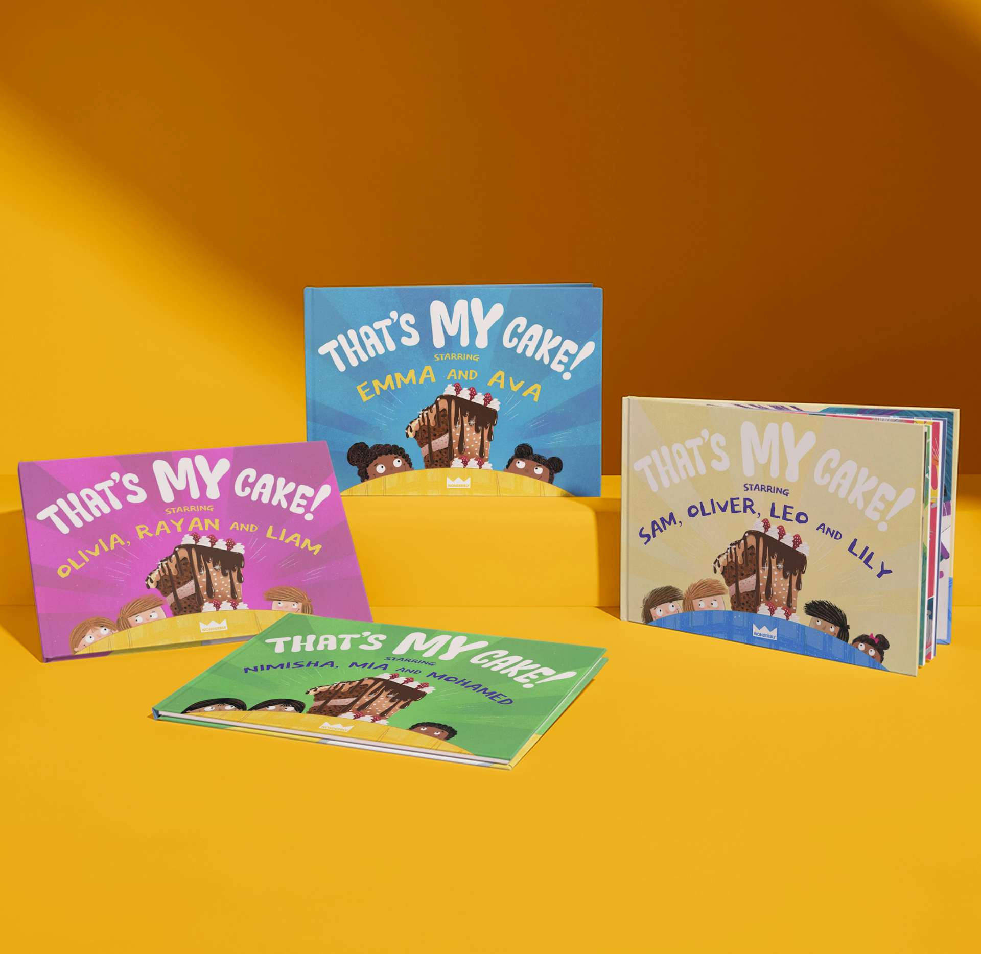 Four different coloured covers of That's MY cake!