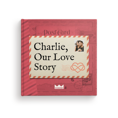 red front cover of our love story book