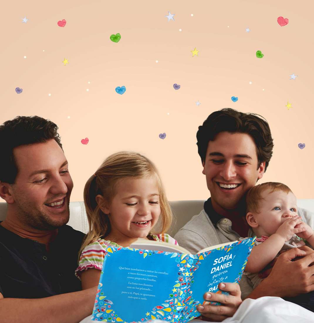 Familia leyendo “Quiero infinito a papá”