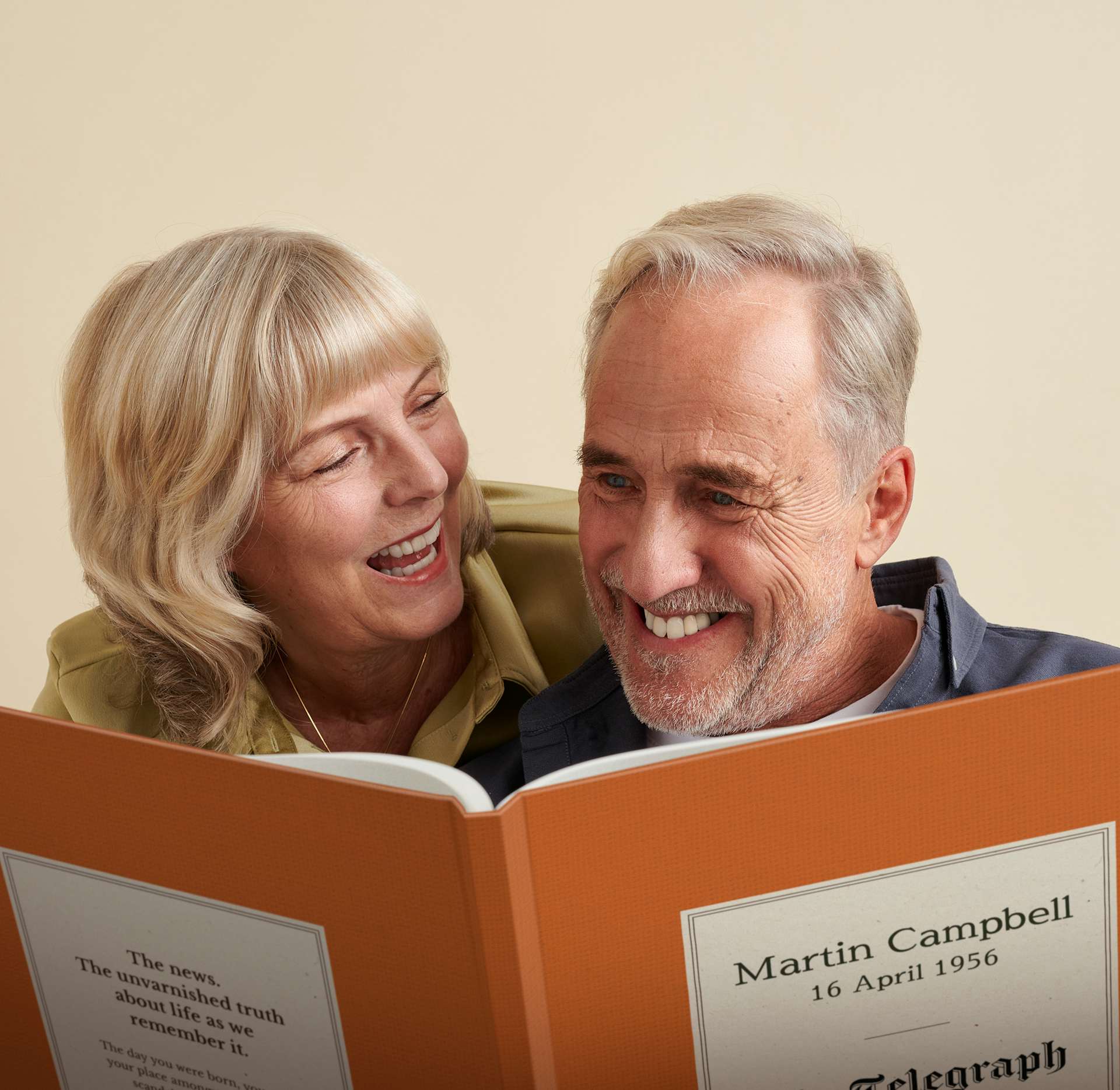 a couple reading the personalised book