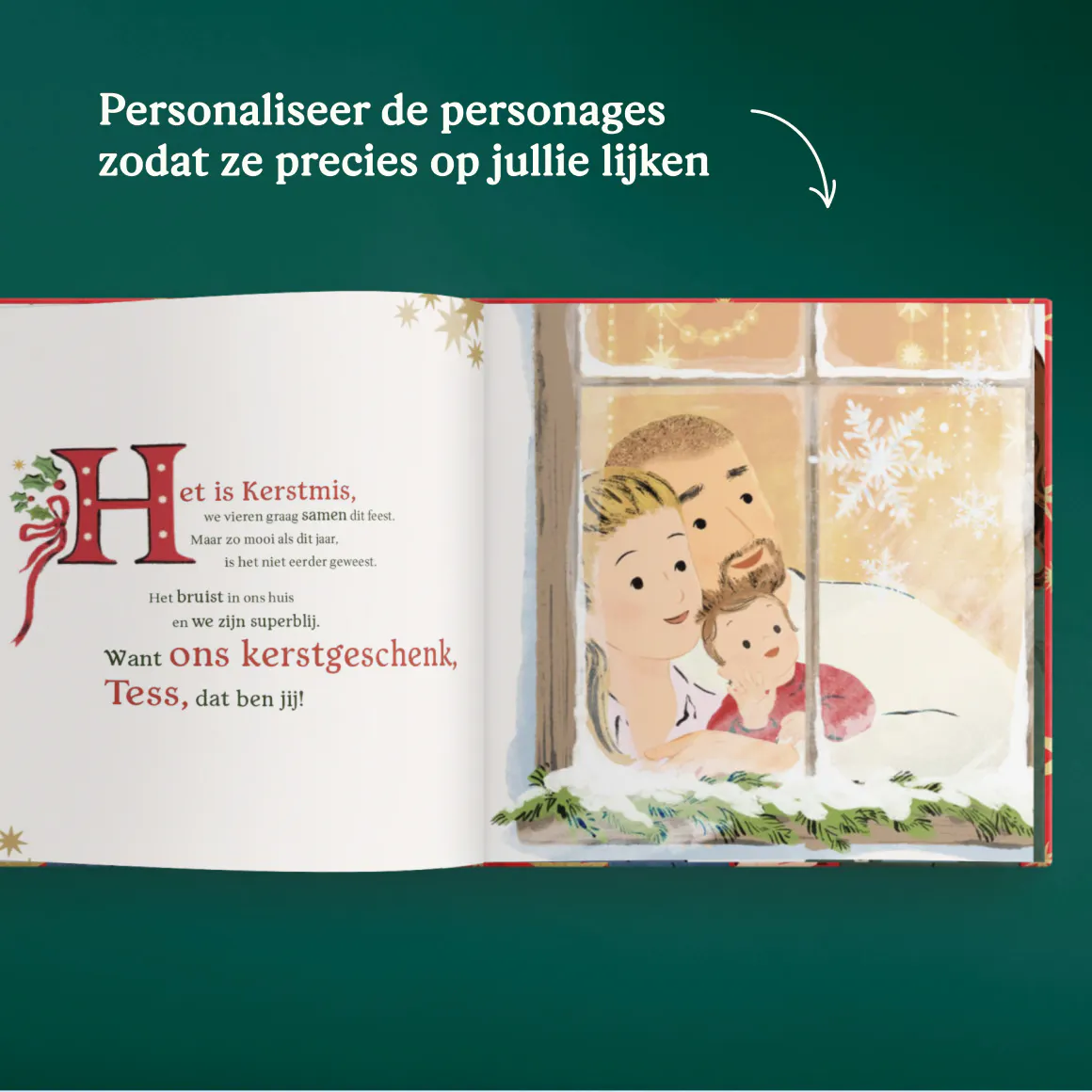 Een pagina in het gepersonaliseerde boek - Het mooiste kerstgeschenk