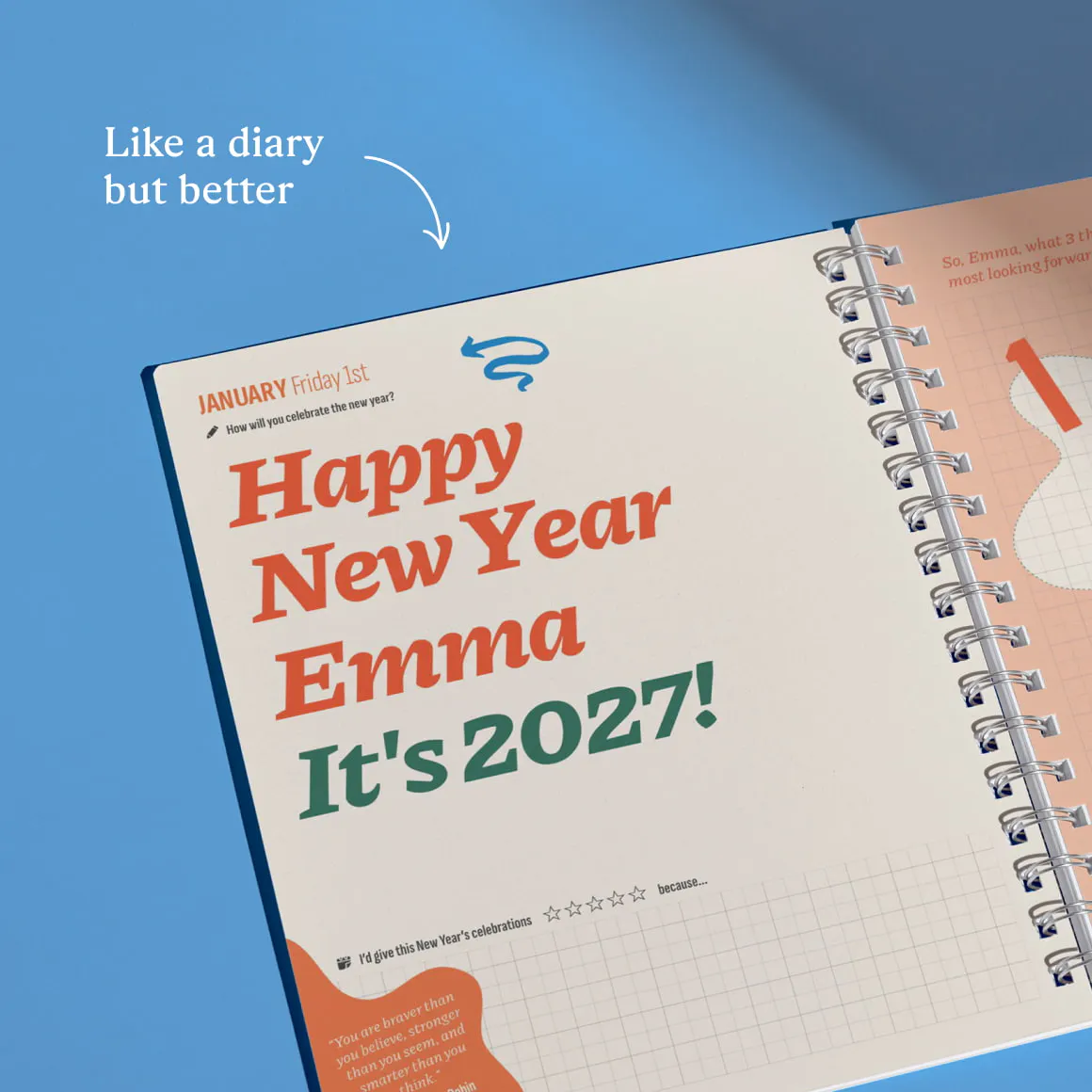 A page inside the personalised journal