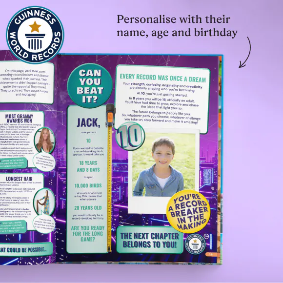 A page with photo inside the personalised book