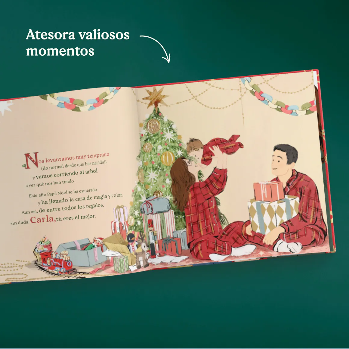Una página de un libro personalizado - Las primeras Navidades a tu lado