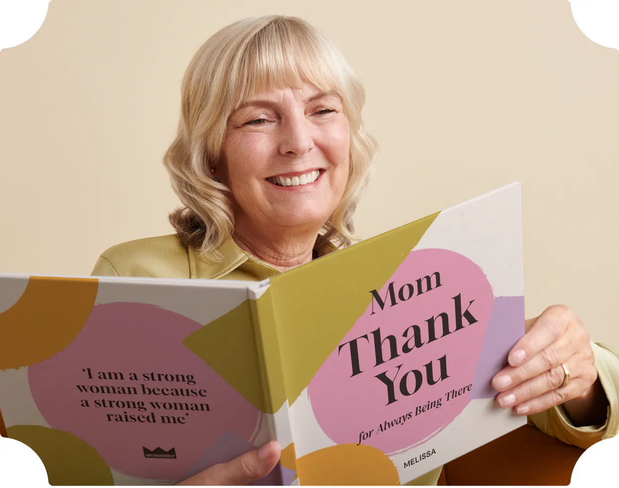 Mother reading personalized book