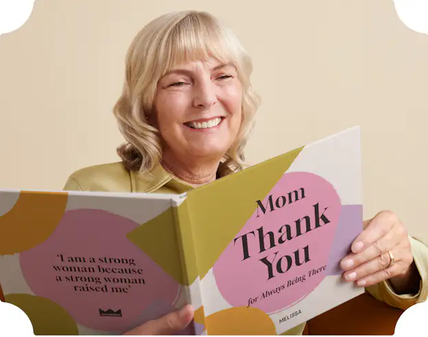 Mother reading personalized book