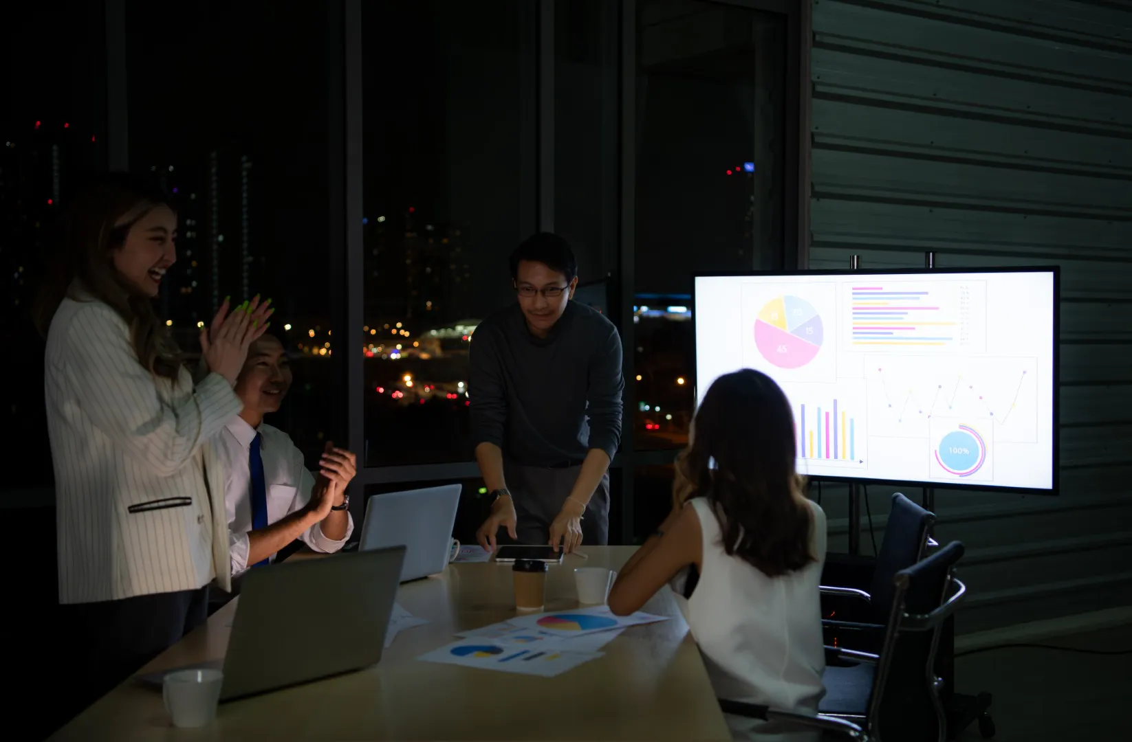 a team reviewing performance insights