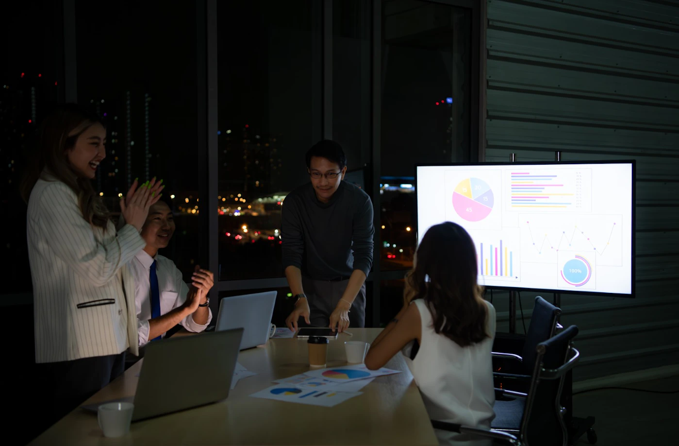 a team reviewing performance insights