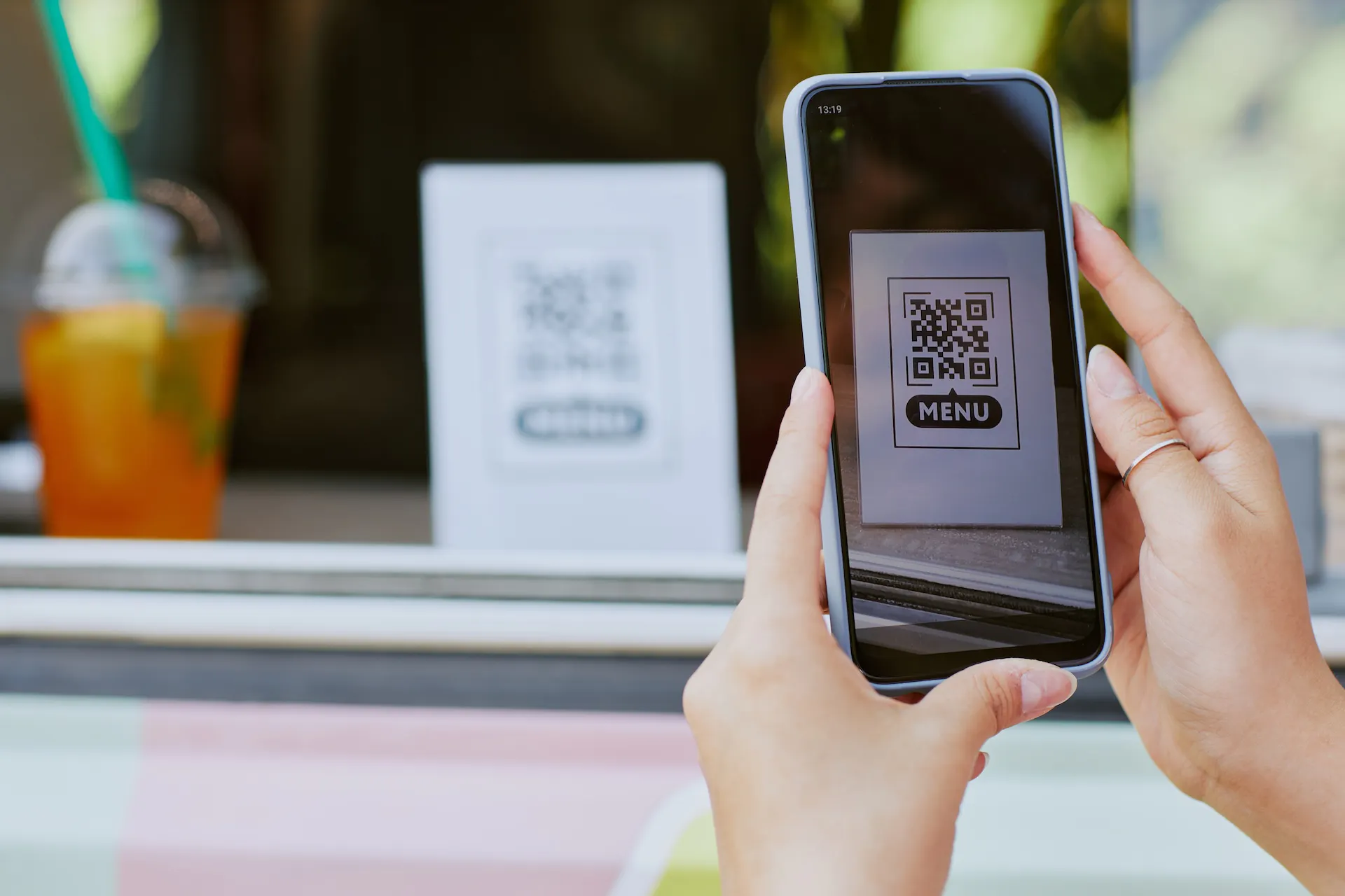 a visitor on the event scans QR code to access the menu