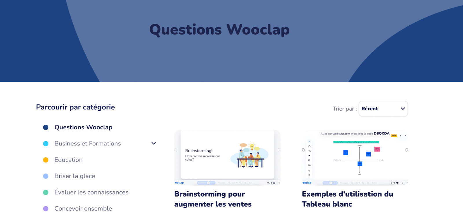Modèles sur les questions Wooclap 