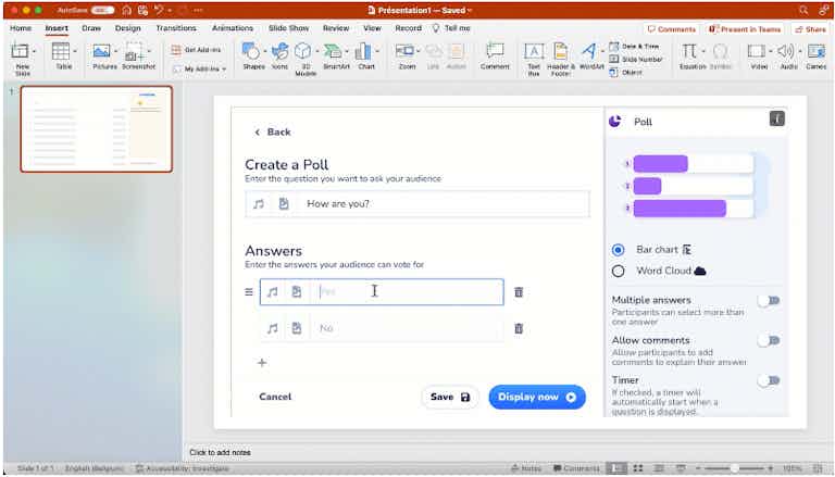 Live polling in PowerPoint