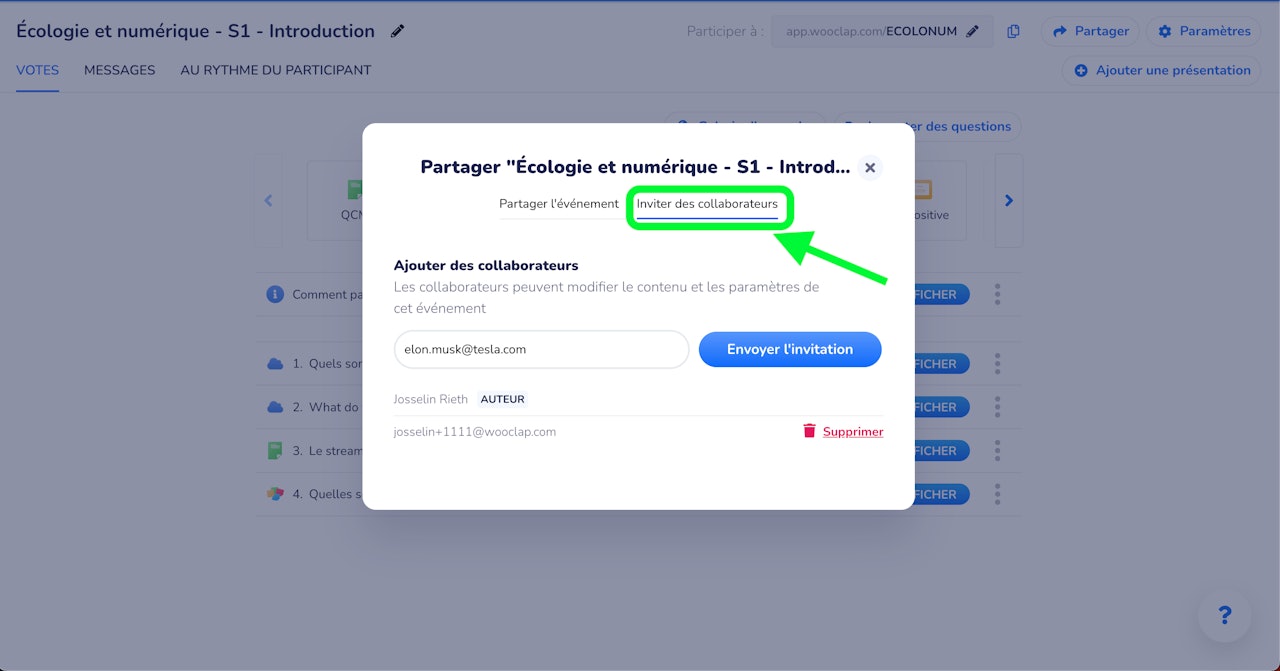 Collaboration - inviter des collaborateurs