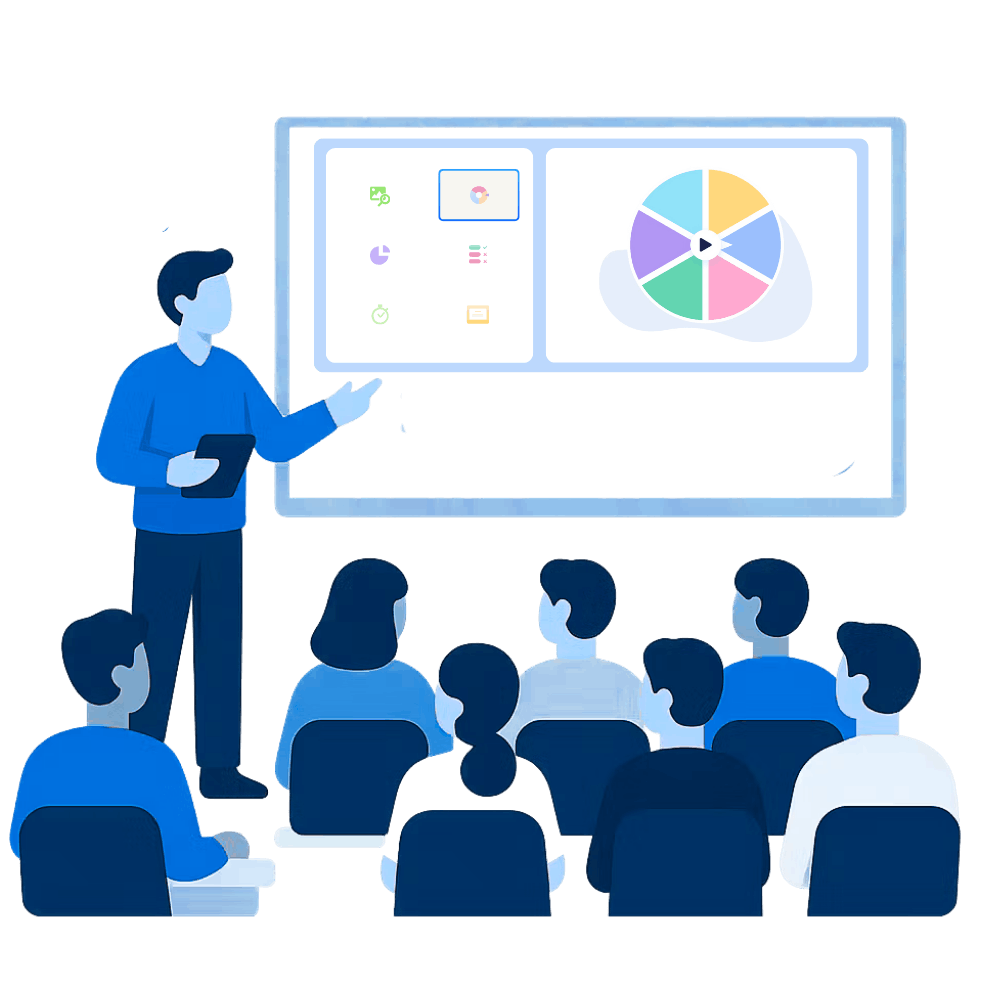 roue de la chance interactive utilisée dans une session de formation pour dynamiser les participants.