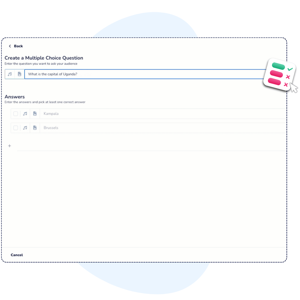 Step 1 : 1. Write your question and define the options to create multiple choice quiz in Wooclap