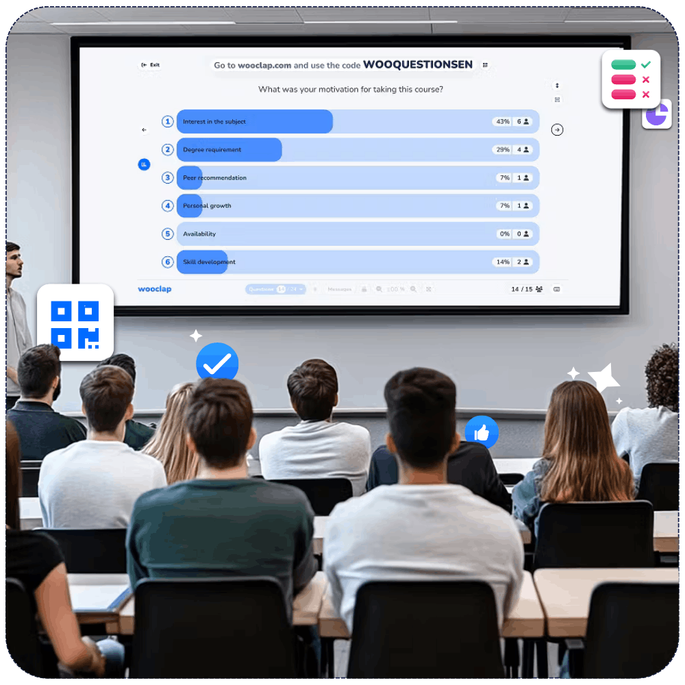 Step 3 : Launch and engage to create multiple choice quiz in Wooclap