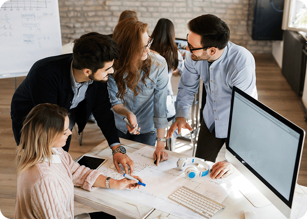 employees in a meeting
