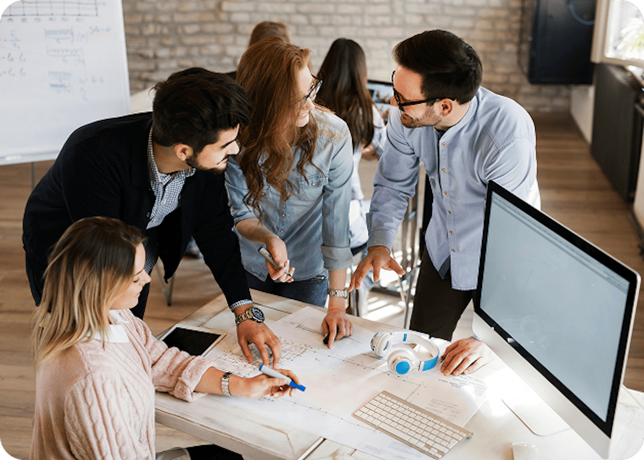 employees in a meeting