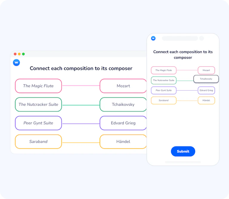 Matching Questions Code Design Matching & association question online | Wooclap