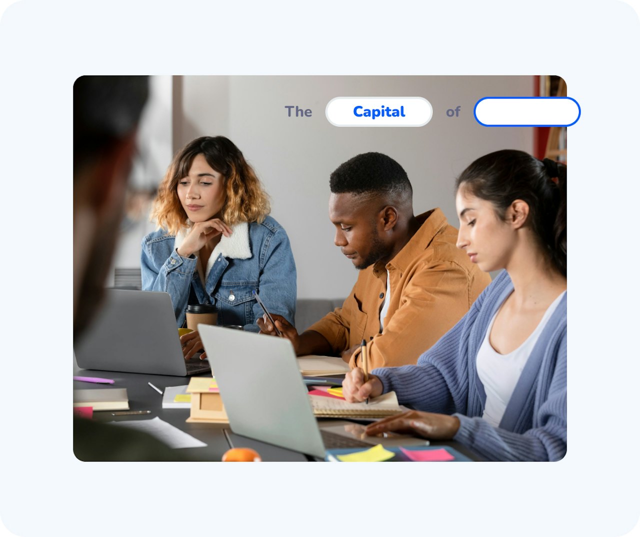 learners are doing a fill in the blank exercice