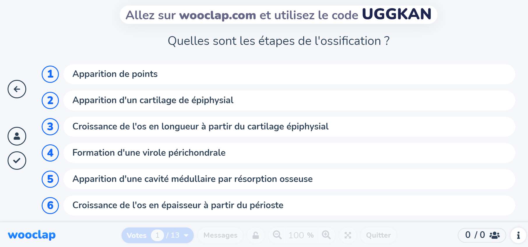 Anatomie - Questionnaire sur les os et l’ossification