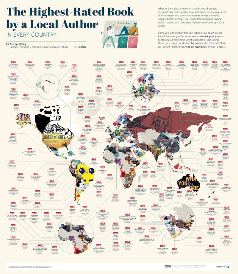 The Highest-Rated Book in Each Country, Mapped