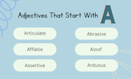 Adjectives That Start With A Word List Grammar