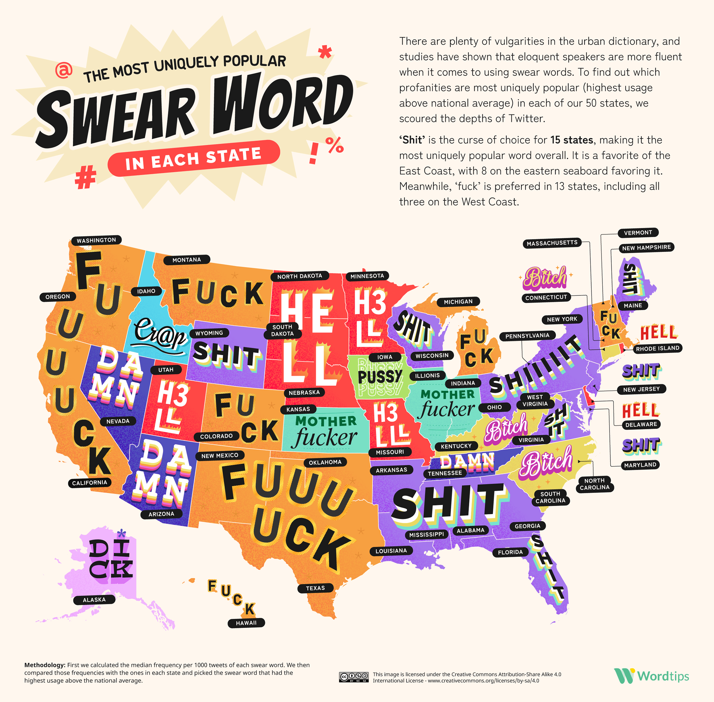 The United States Of Cussing Every Us States Favorite Swear Word Word Tips 