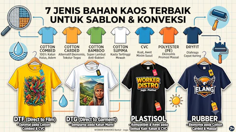 7 Jenis Bahan Kaos Terbaik untuk Sablon & Konveksi Distro